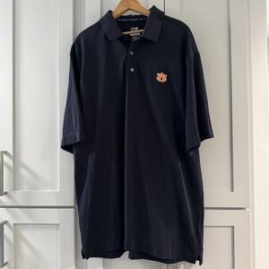 Auburn Cutter & Buck Navy Blue Golf Polo‎ Mens XXL Embroidered Tigers Football
